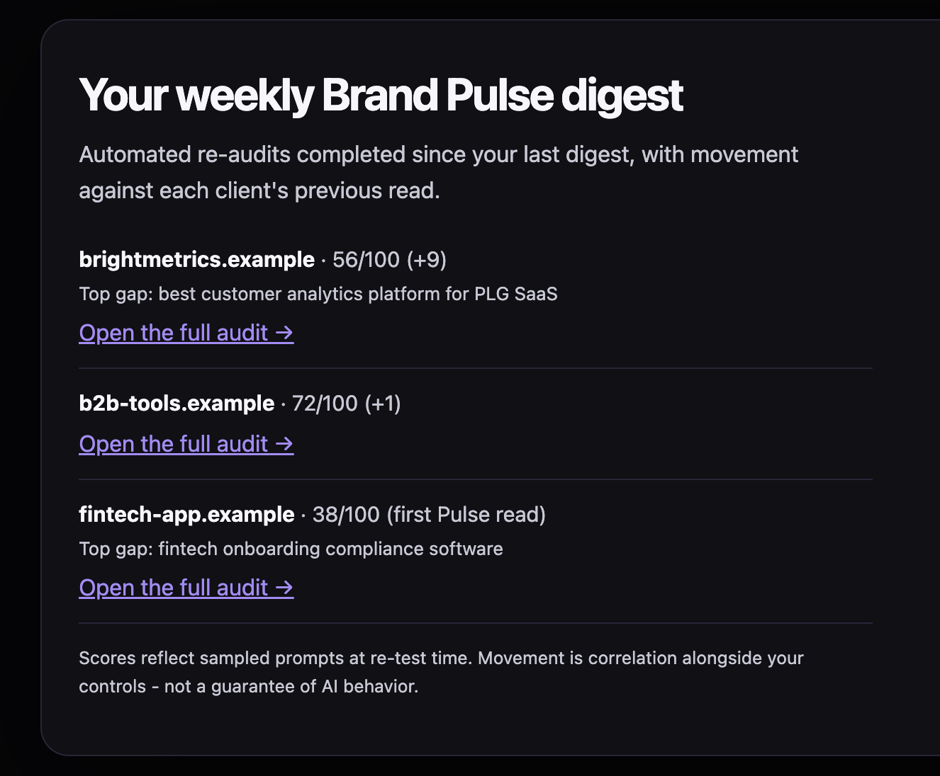 A scheduled client digest with proof-backed results